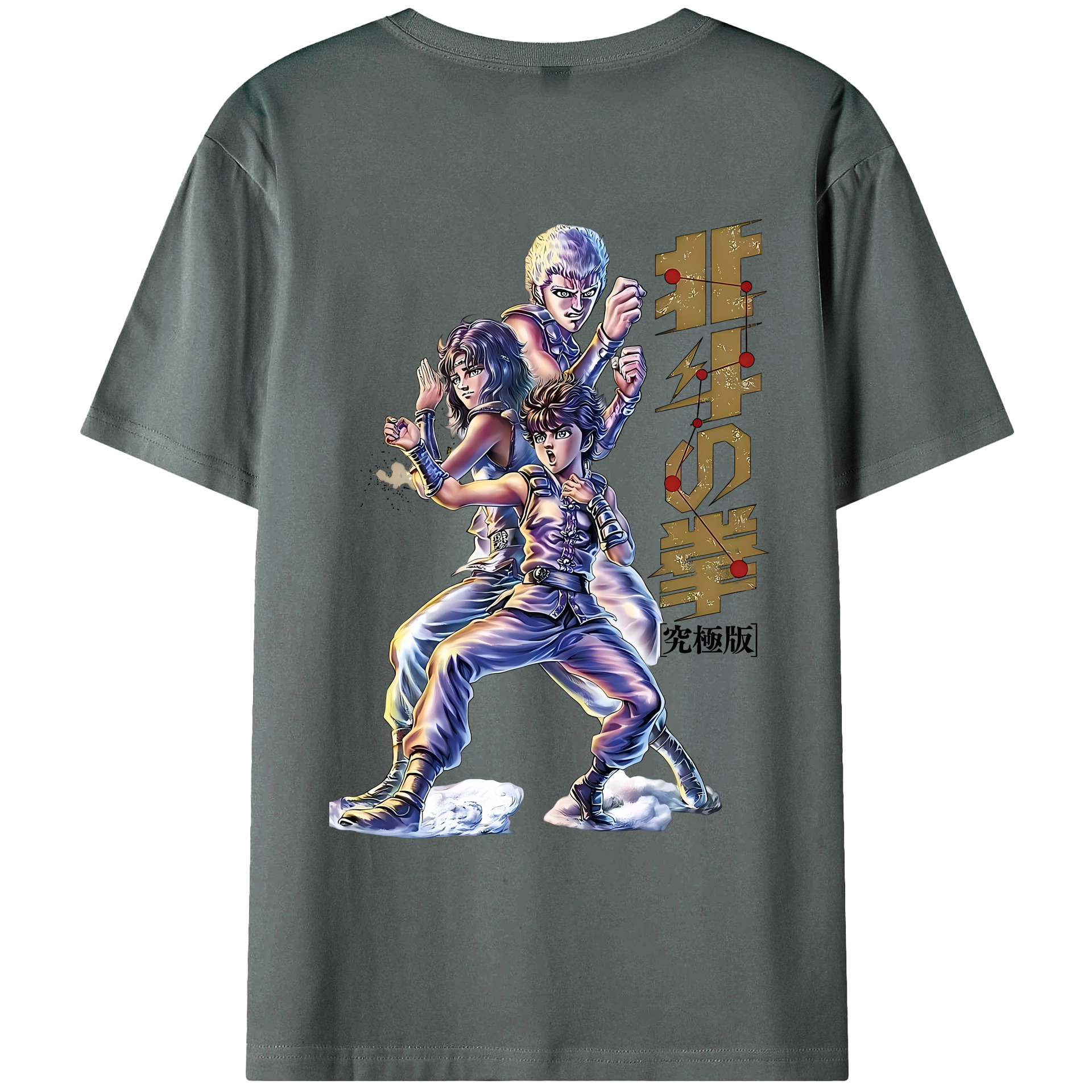 （画像用） 北斗の拳 Fist of the North Star 綿100％ メンズ半袖Tシャツ（バックプリント） 通気性